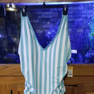 Kona Sol Women's One Piece Swim Suit Size 22W Slimming ruched sides SEXY!! NWT